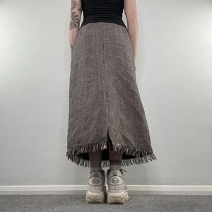 Y2K vintage tweed tartan maxi skirt - Picture 1 of 6
