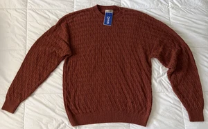Tricots St Raphael Rust Color Cable Knit Crew Neck Sweater Large NWT - Picture 1 of 4