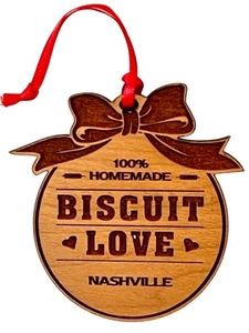 Biscuit Love Rare Wood Ornament Nashville Hanging Round Brown Burnished Retired - Picture 1 of 12