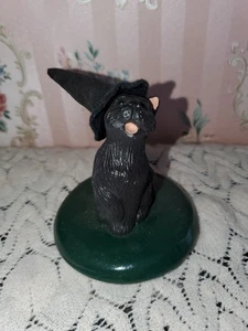 2005 Byers Choice Carolers Halloween Decor Black Cat Wearing Witch Witches Hat - Picture 1 of 8