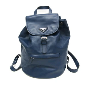 Prada Men'S Women'S Leather Backpack Blue Used - Picture 1 of 11
