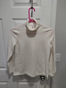 Talbots Rollkragen Pullover Creme Weiß Langarm Baumwollmischung Petite Small  - Bild 1 von 3
