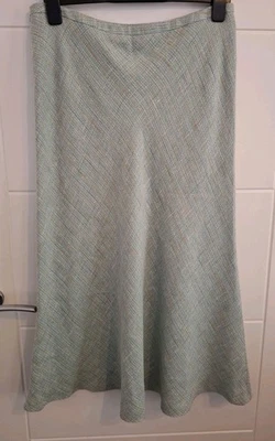 Windsmoor Ladies Green/multi Metalised Fibre LINEN Mix Smart Long Skirt Size 12 - Image 1 of 4