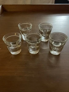 Lot of 5 Libbey Clear Shot Glasses Thick Heavy Bottom Lined Barware 2 1/4" - Picture 1 of 3