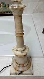 Elegant Antique Neo-Classic Lamp Base 8 lbs. Marble/Alabaster 16" For Repair - Picture 1 of 10