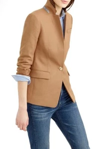 J.Crew Regent Blazer Camel Wool Flannel Elbow Patches Size 00 - Picture 1 of 9