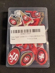 San Francisco 49ers Strohhalm Abdeckkappe, 8 Stück - Neu versiegelt für wiederverwendbare Strohhalme - Bild 1 von 2