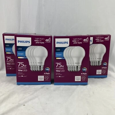 Philips 542968 LED Bulb A19 E26 (Medium) Daylight 7 - Case of 4 Boxes 16 Bulbs￼ - Image 1 of 4
