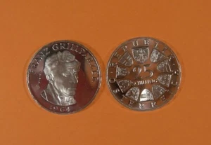 Austria 1964 25 chelines - Franz Grillparzer - plata - sin circular - Imagen 1 de 1