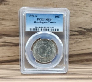 1954-S Washinton-Carver Commemorative Silver Half Dollar/.50c PCGS MS64 Coin. - Picture 1 of 4