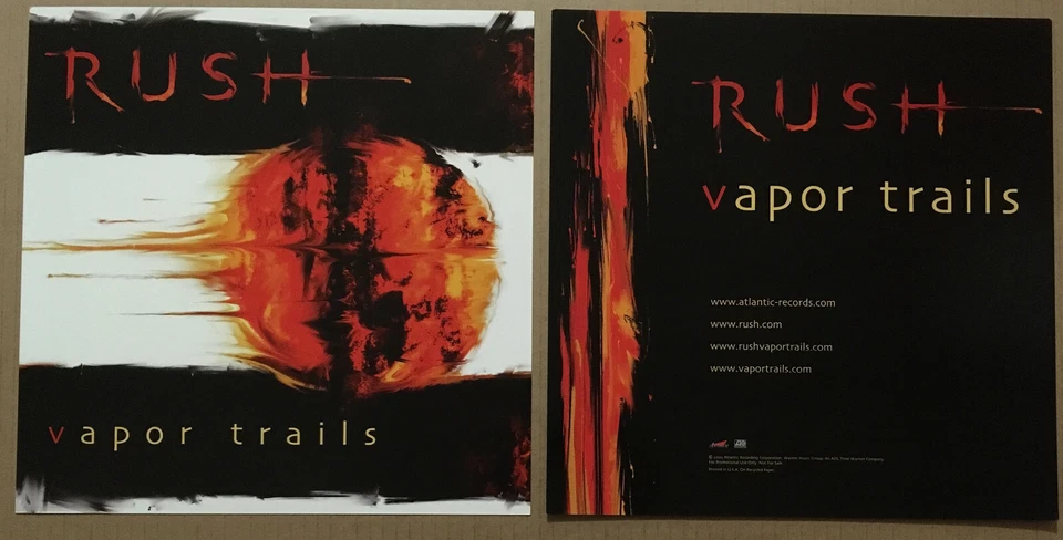 RUSH Редкий 2002 НАБОР из 2 ДВУСТОРОННИХ ПРОМО ПОСТЕРОВ ПЛОСКИЙ для Vapor Trails CD КАК НОВЫЙ - Изображение 1 из 1