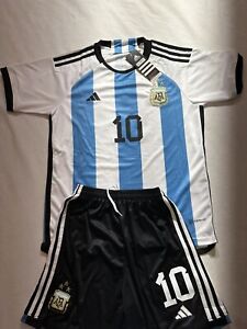 NEW Argentina Lionel Messi 10 Home Kids Jersey Youth Set w/Shorts