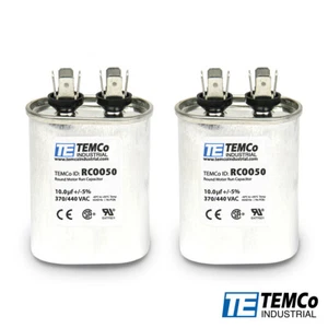 Condensador de funcionamiento ovalado TEMCo 10 uf/MFD 370-440 voltios VAC 50/60 Hz - Lote-2 - Imagen 1 de 4