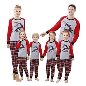 Christmas Pajamas Family Matching Sets for Small Men Reindeer-gray and Red - Picture 1 of 8