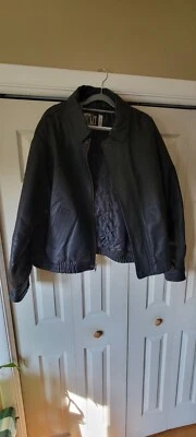 mens black leather jacket large xl used - Imagem 1 de 4