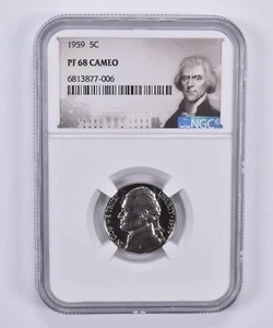 1959 Jefferson Nickel 5c PF68 Cam NGC Special Label - Picture 1 of 5