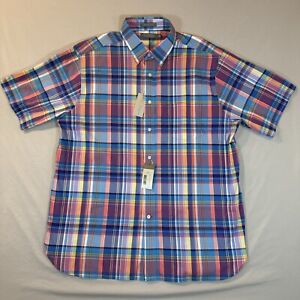 Daniel Cremieux Signature Shirt Cotton Pink And Blue Check Short Sleeve Button