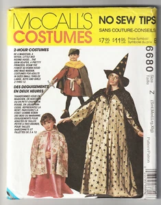 McCalls Costumes 6680 Adult+Kids Witch Magician Grim Reaper Sewing Pattern UNCUT - Picture 1 of 2