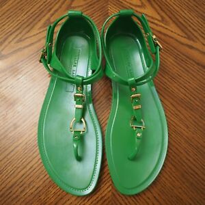 RALPH LAUREN Collection KARLY Green Jelly Thong Sandals Size 9