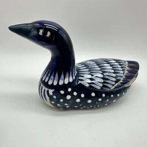 Mexikanische Keramik Tonala Volkskunst blaue Loon Ente Figur signiert Alem 8 Zoll lang - Bild 1 von 15