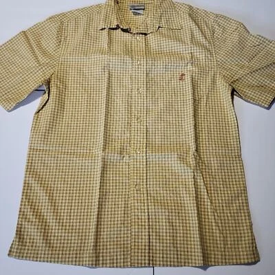 Camisa Walt Disney World Mickey Mouse Para Hombres Algodón SS Abotonada Amarilla a Cuadros Pequeña Foto 1 de 4