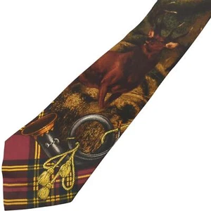 Vintage Polo Ralph Lauren Men's Tie Deer Hunting Themed Novelty Silk Necktie - Picture 1 of 10