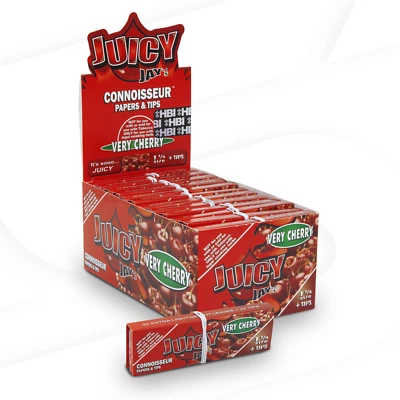 Papel de liar Juicy Jays 1 1/4 Connoisseur - cereza, caja completa Foto 1 de 3