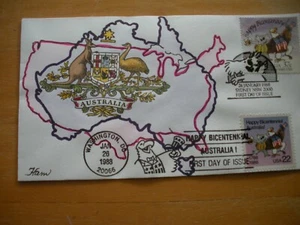 Australia Bicentennial Joint Ham FDC Fully decorated cover dated 1988 Signed