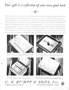 C F Rumpp & Sons Ad 1929 Philadelphia PA Gifts of the Finest Leather - Picture 1 of 1