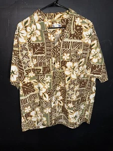 Vintage Aloha Line Hawaiian Shirt Mens 2XL XXL Brown Vibrant Floral Hawaii Made - Picture 1 of 6