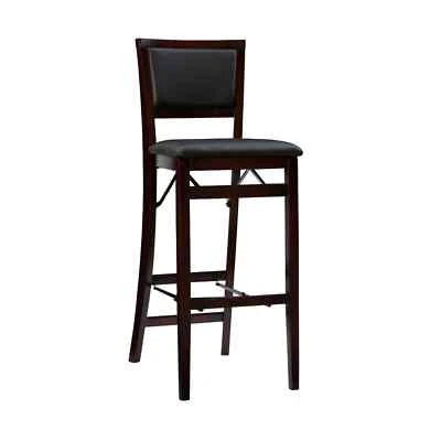 Folding Bar Stool Faux Leather Upholstered Kitchen Counter 30" Height 250 Lb Cap - Image 1 of 4