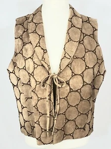 Orvis - Chaleco estampado de cuero gamuza tostado para damas - Cuello y corbata - Talla L - Imagen 1 de 8