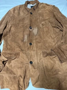 *FLAWS Brooks Brothers Genuine Suede Leather XL Men’s Zip Jacket Linen Lining - Picture 1 of 10