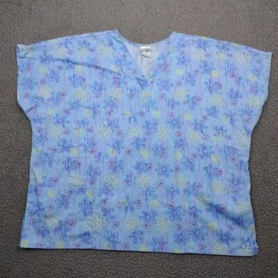 Blusa Médica Simply Basic Para Mujer 3XL Floral Médica Azul Cuello en V Foto 1 de 4