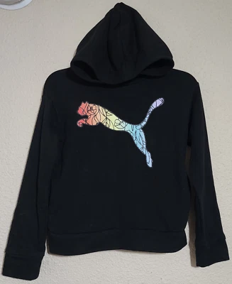 Sudadera con Capucha Puma Niñas Negra Manga Larga Multicolor Logo Puma Talla S (7) Usada Foto 1 de 4
