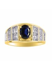 Rylos  Yellow-Gold -Plated  - Silver Ring Sapphire & Diamond 7X5MM  September