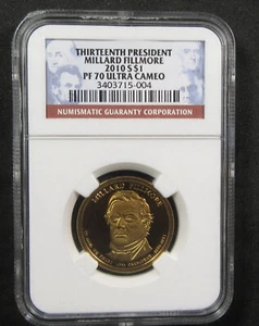 2010-S $1 Millard Fillmore NGC PF70 Ultra Cameo. Registry grade. (125131) - Picture 1 of 2