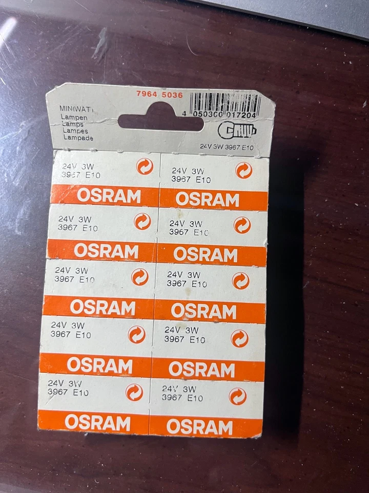 Osram 24 В 3 Вт 3967 E10 новый из старых запасов лот из 10 ламп - Изображение 1 из 1