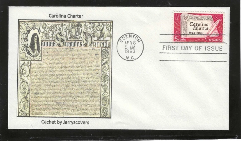 CAROLINA CHARTER FDC 1963 EDENTON, NORTH CAROLINA JERRY'S COVERS ONLY 1 MADE - Image 1 of 1