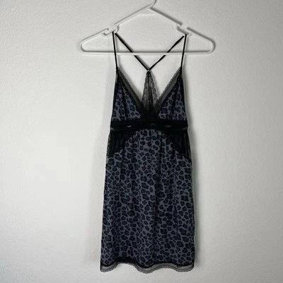 Victoria's Secret Camisón Leopardo Chemise Nighty Babydoll Vestido Sin Mangas S Foto 1 de 4