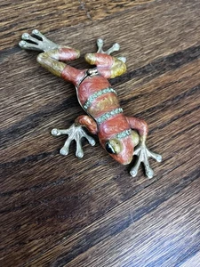 Tropical FROG HINGED Trinket/ Pill Box Metal Enamel - Picture 1 of 4