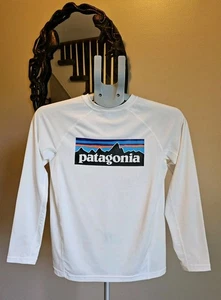 Patagonia Capilene Cool Daily White Logo Shirt 50+ UPF Beach Swim Boys Youth L - Picture 1 of 6