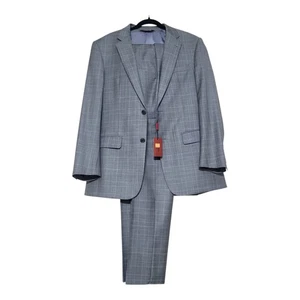 MaxMan uomo 40/34R Gray Plaid Suit 2 Pcs. 100% Wool Super 140's $1295 Unhemmed - Picture 1 of 13