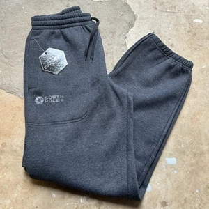 New Vintage Y2K Southpole Cargo Sweatpants Cuffed Ankle Zip Gray Baggy Men’s XL - Picture 1 of 13