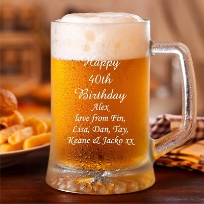 Personalised Engraved Beer Pint Glass Tankard 18th 30th 40th 50th 60th Birthday - Image 1 of 4