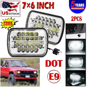 2pcs 7x6'' 5X7inch LED Headlights Hi/Low Fits For 1986 -1994 1995 Wrangler YJ - Foto 1 di 12