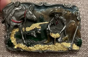 Arroyo Grande Buckle Co. Gold Panner Belt Buckle • Siskiyou Leather & Buckle ‘81 - Picture 1 of 14