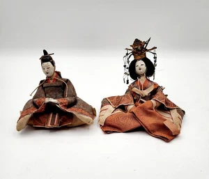 Antica bambola giapponese Hina Ningyo imperatore e imperatrice - Foto 1 di 5