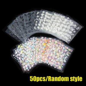 50 adesivi nail art fogli 3D decalcomania trasferimento fiori manicure consigli decorazione fai da te - Foto 1 di 12