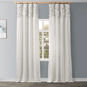HPD HALF PRICE DRAPES Ruched Faux Dupioni Silk Curtains for Living Room 50 X 108 - Picture 1 of 9